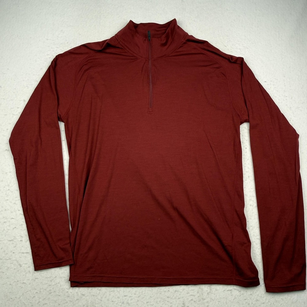 Smartwool Pullover Mens XL Red 1/4 Zip Long Sleeve Merino 150 Base Layer